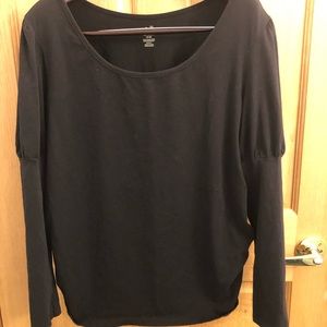 Duo Maternity Black Long Sleeve Scoop Neck Top 1X